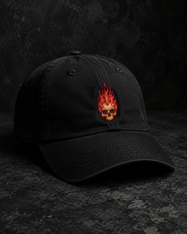 Flaming Skull Dad Cap