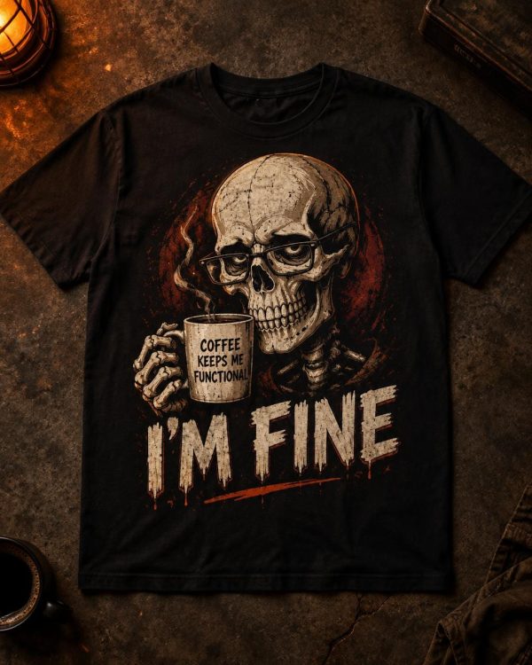 I'm Fine — Coffee Skull Tee